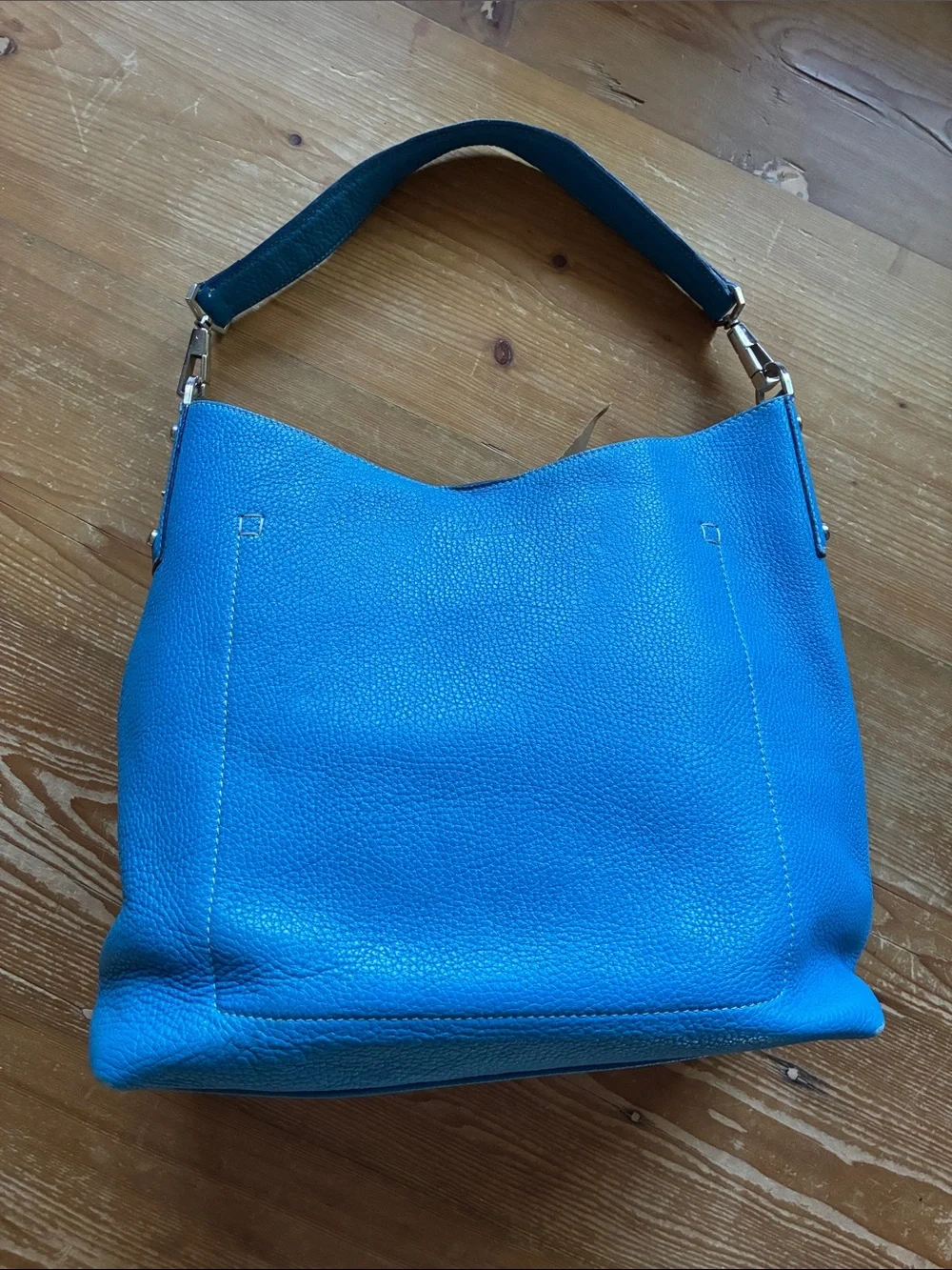 Fantastic Vintage Dooney Cerulean Blue Italian Leather Roomy Shoulder Hobo Bag